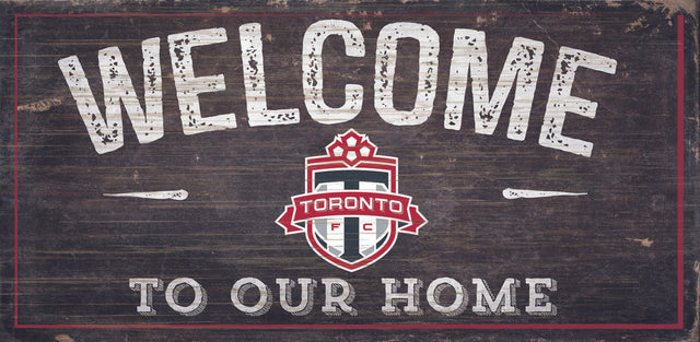 Letrero de madera del Toronto FC de 6 x 12 pulgadas con el texto "Bienvenidos a nuestro diseño de hogar"