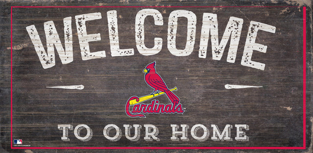 Letrero de madera de los St. Louis Cardinals de 6 x 12 pulgadas con el texto "Bienvenidos a nuestro diseño para el hogar"