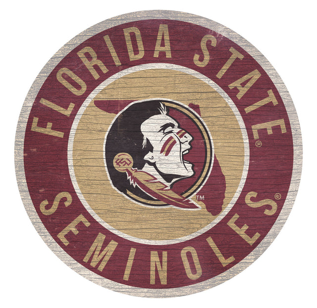 Letrero de madera de los Seminoles del estado de Florida, redondo, de 12 pulgadas, diseño del estado