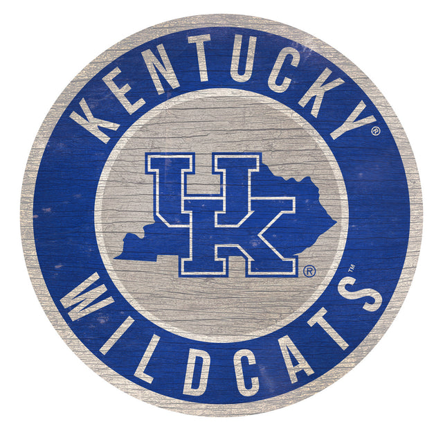 Letrero de madera de Kentucky Wildcats de 12" redondo con diseño del estado