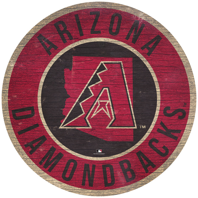 Arizona Diamondbacks Sign Wood 12" Round State Design