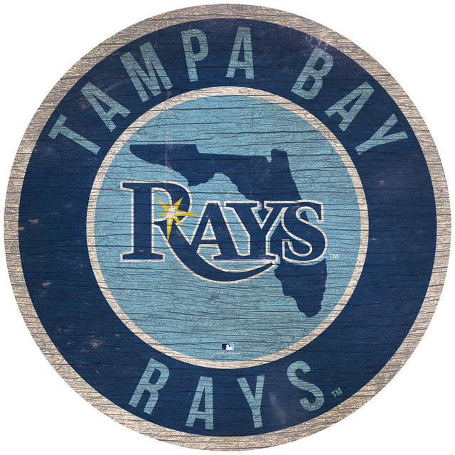 Letrero de madera de los Tampa Bay Rays de 12" redondo con diseño del estado