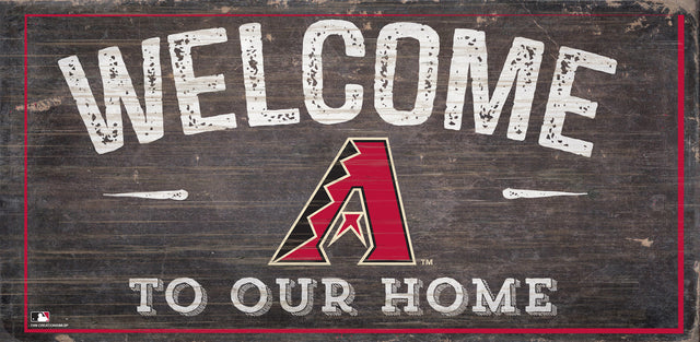 Letrero de madera de los Arizona Diamondbacks de 6 x 12 pulgadas con el texto "Bienvenidos a nuestro diseño de hogar"