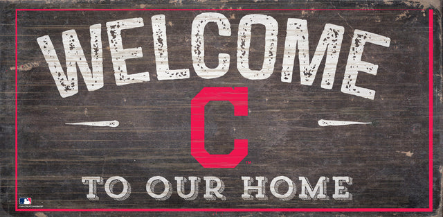 Letrero de madera de los Cleveland Indians de 6 x 12 pulgadas. Bienvenido a nuestro diseño de hogar