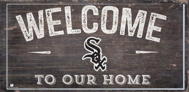 Letrero de madera de los Chicago White Sox de 6 x 12 pulgadas con el diseño "Bienvenidos a nuestro hogar"