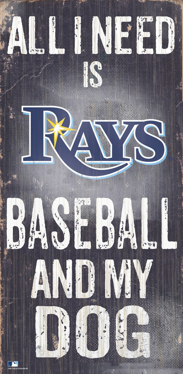 Letrero de madera de los Tampa Bay Rays de 6 x 12 pulgadas con diseño de béisbol y perro