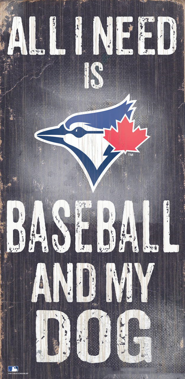 Letrero de madera de los Toronto Blue Jays de 6 x 12 pulgadas con diseño de béisbol y perro