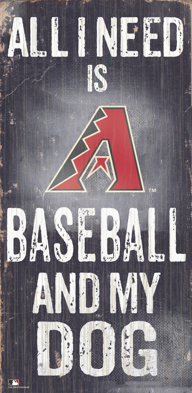 Letrero de madera de los Arizona Diamondbacks de 6 x 12 pulgadas con diseño de béisbol y perro