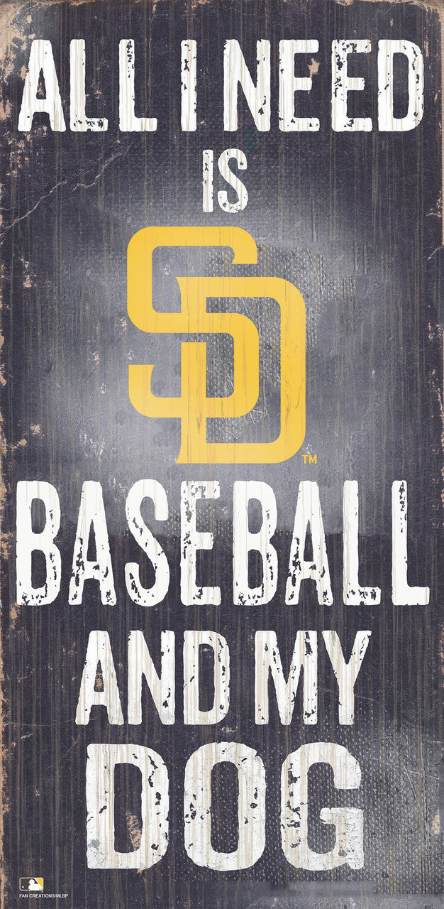 San Diego Padres Sign Wood 6x12 Baseball and Dog Design