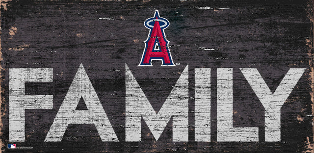 Letrero de madera de 12 x 6 de Los Angeles Angels con diseño familiar