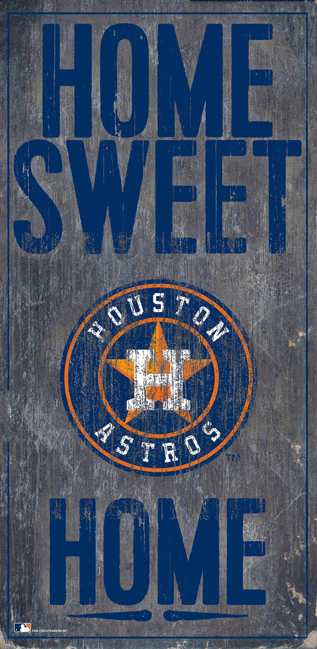 Letrero de madera de los Houston Astros de 6 x 12 pulgadas con diseño de Home Sweet Home