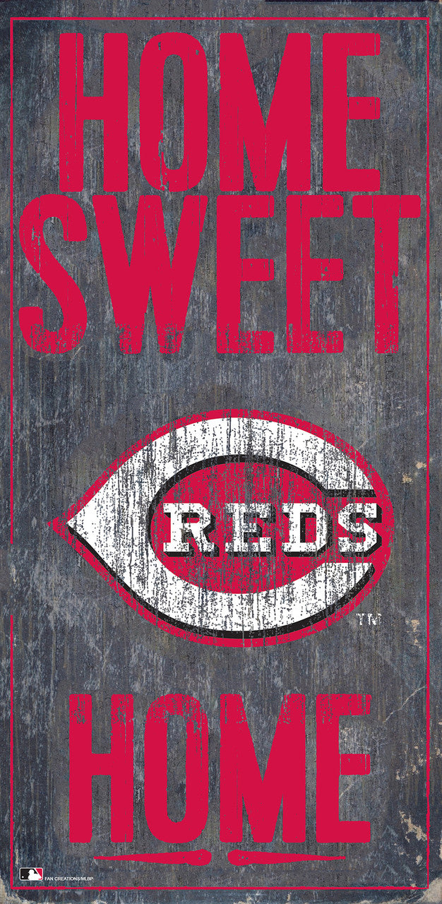 Letrero de madera de los Cincinnati Reds de 6 x 12 pulgadas con diseño de Home Sweet Home