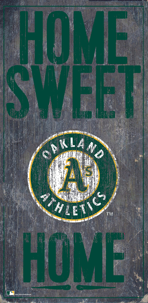 Letrero de madera de los Atléticos de Oakland de 6 x 12 pulgadas con diseño de Home Sweet Home