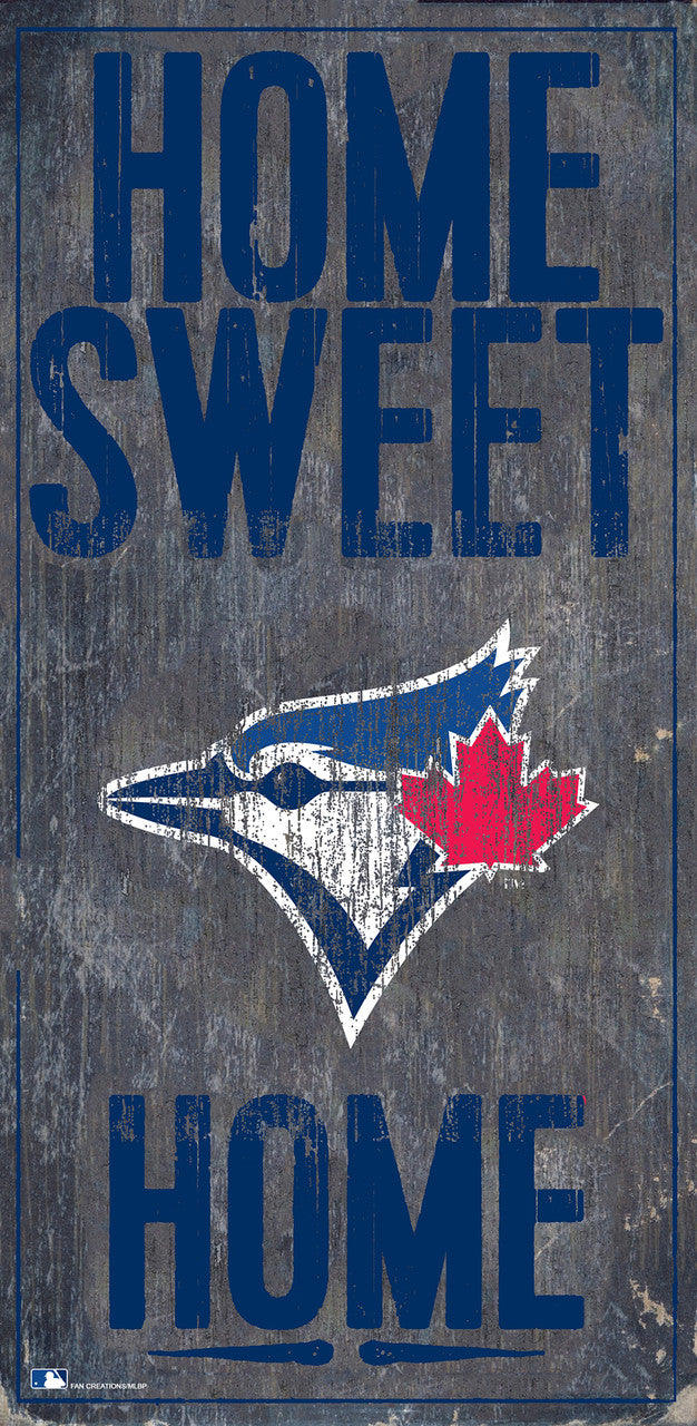 Letrero de madera de los Toronto Blue Jays de 6 x 12 pulgadas con diseño de Home Sweet Home