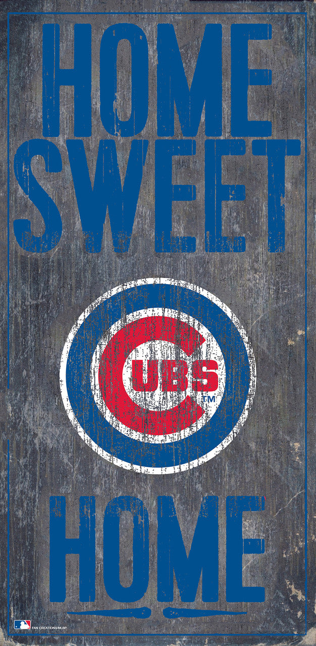 Letrero de madera de los Chicago Cubs de 6 x 12 pulgadas con diseño de Home Sweet Home