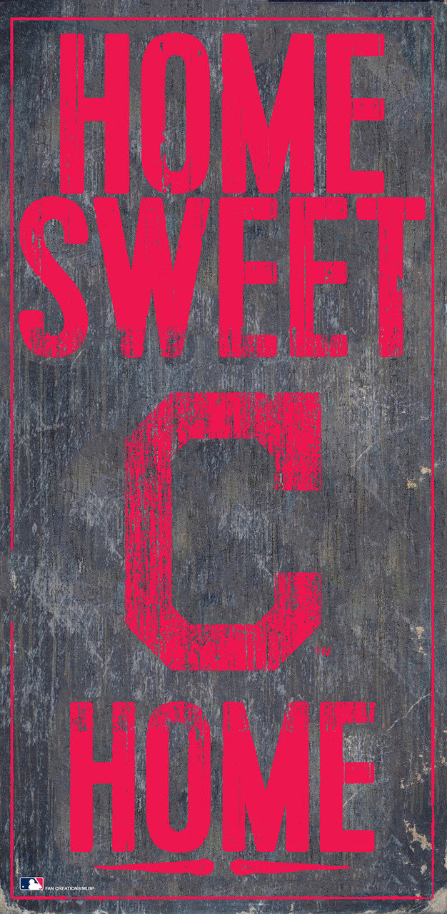 Letrero de madera de los Cleveland Indians de 6 x 12 pulgadas con diseño de Home Sweet Home