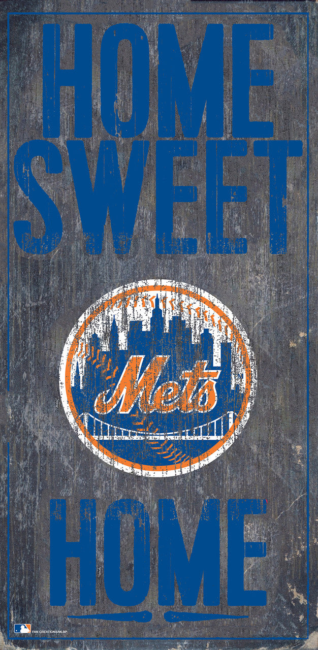 Letrero de madera de los New York Mets de 6 x 12 pulgadas con diseño de Home Sweet Home