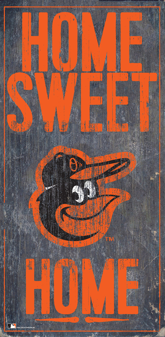 Letrero de madera de los Baltimore Orioles de 6 x 12 pulgadas con el diseño Home Sweet Home