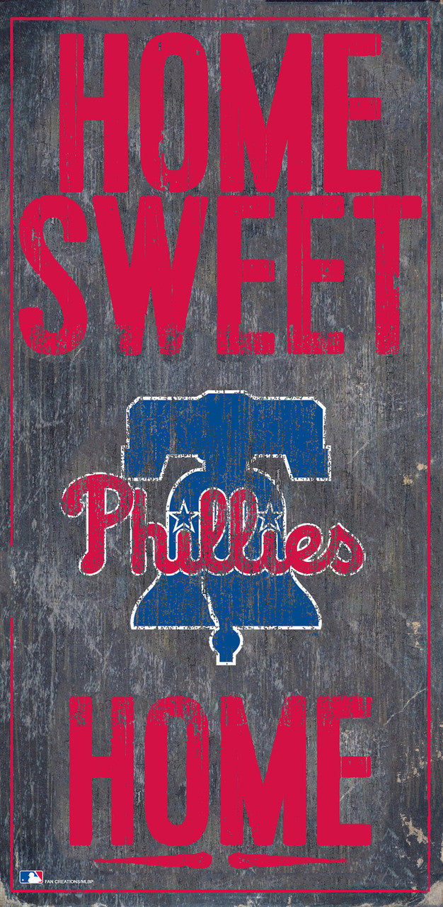 Letrero de madera de los Philadelphia Phillies de 6 x 12 pulgadas con el diseño Home Sweet Home