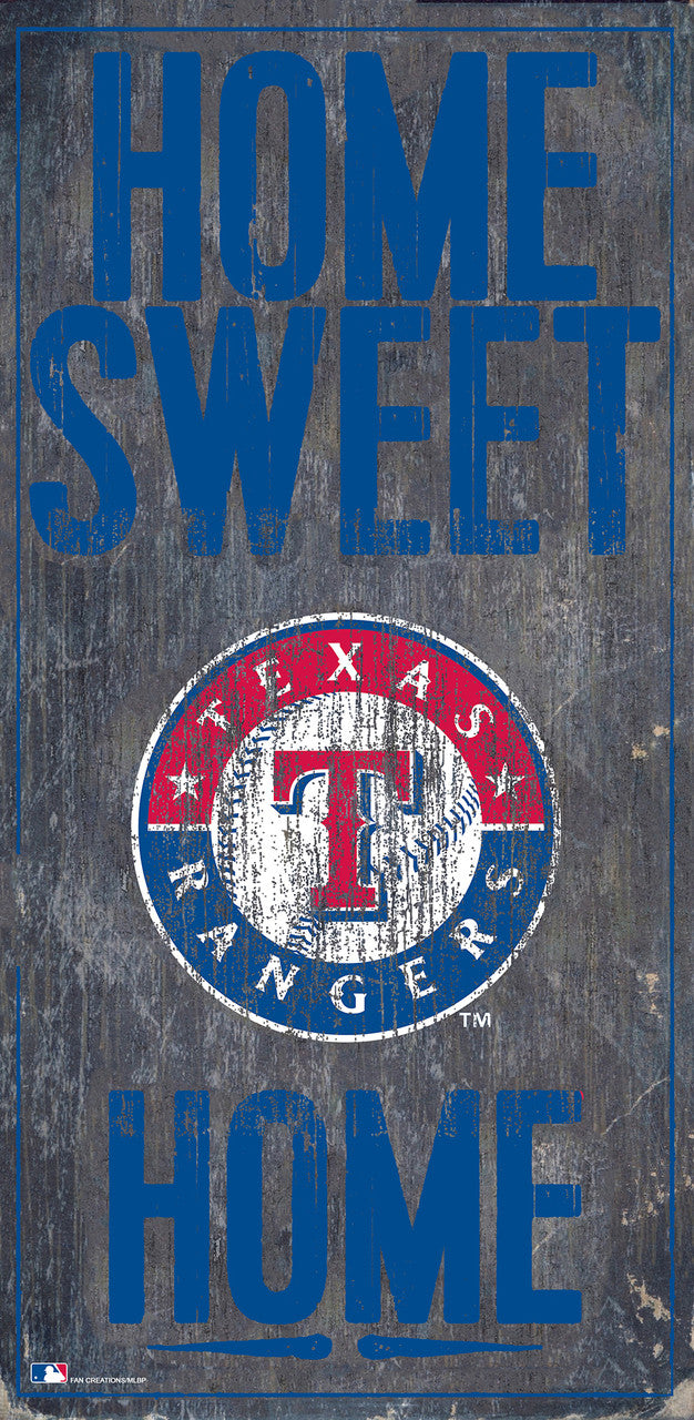 Letrero de madera de los Texas Rangers de 6 x 12 pulgadas con diseño de Home Sweet Home