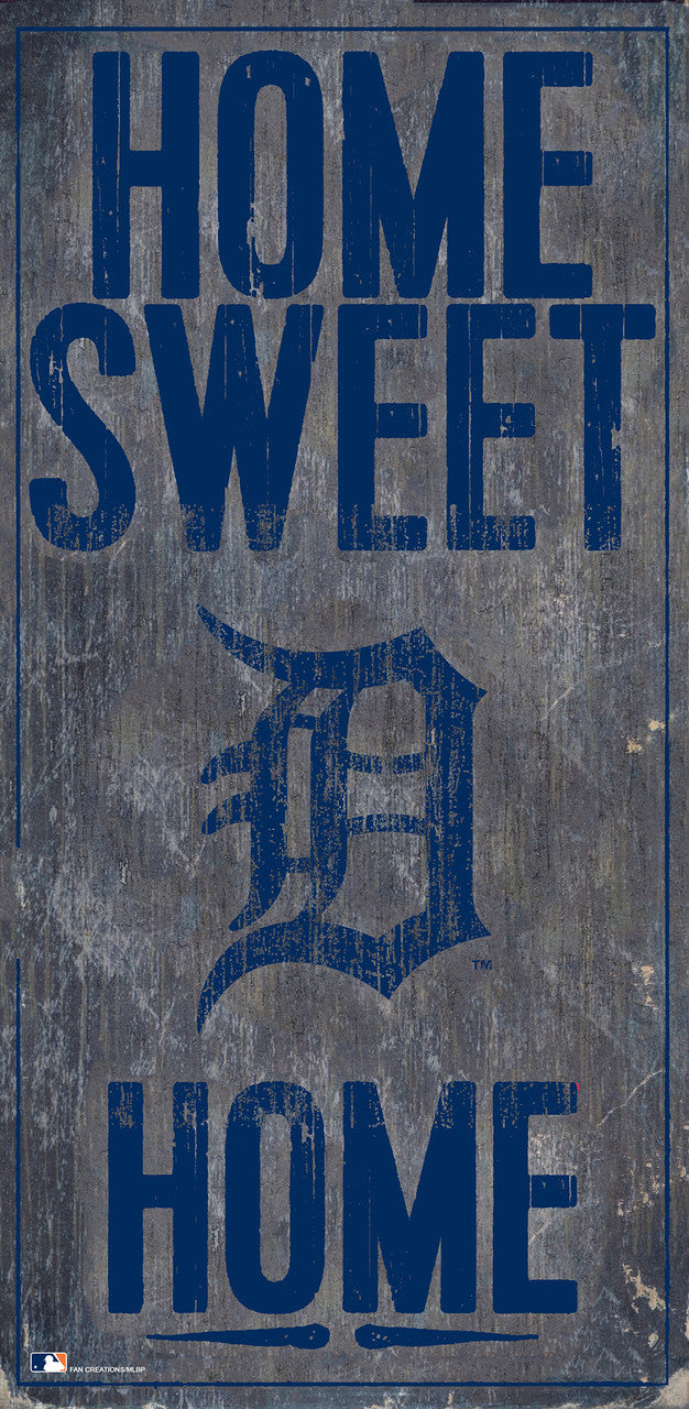 Letrero de madera de los Tigres de Detroit de 6 x 12 pulgadas con diseño de Home Sweet Home