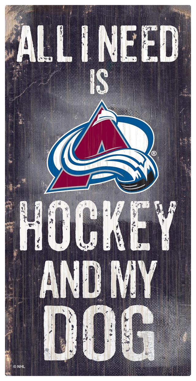 Colorado Avalanche Sign Wood 6x12 Hockey and Dog Design