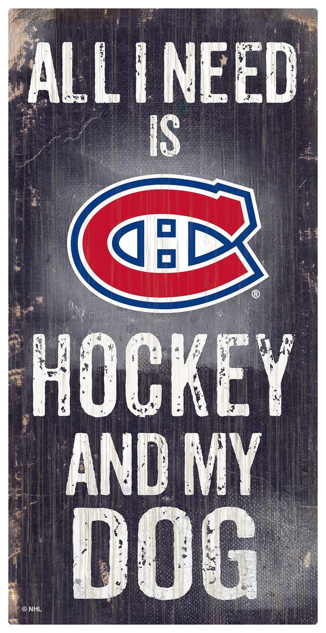 Montreal Canadiens Sign Wood 6x12 Hockey and Dog Design