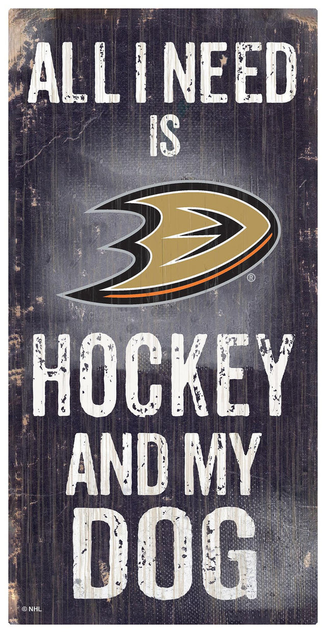 Anaheim Ducks Sign Wood 6x12 Hockey and Dog Design