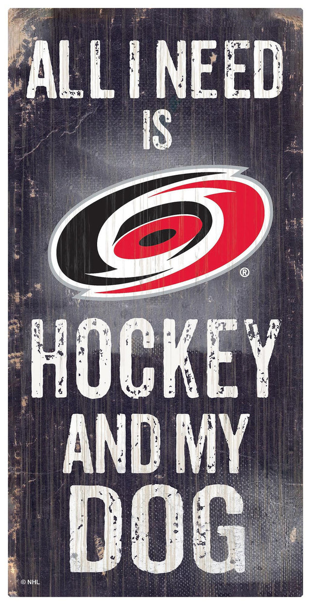 Carolina Hurricanes Sign Wood 6x12 Hockey and Dog Design