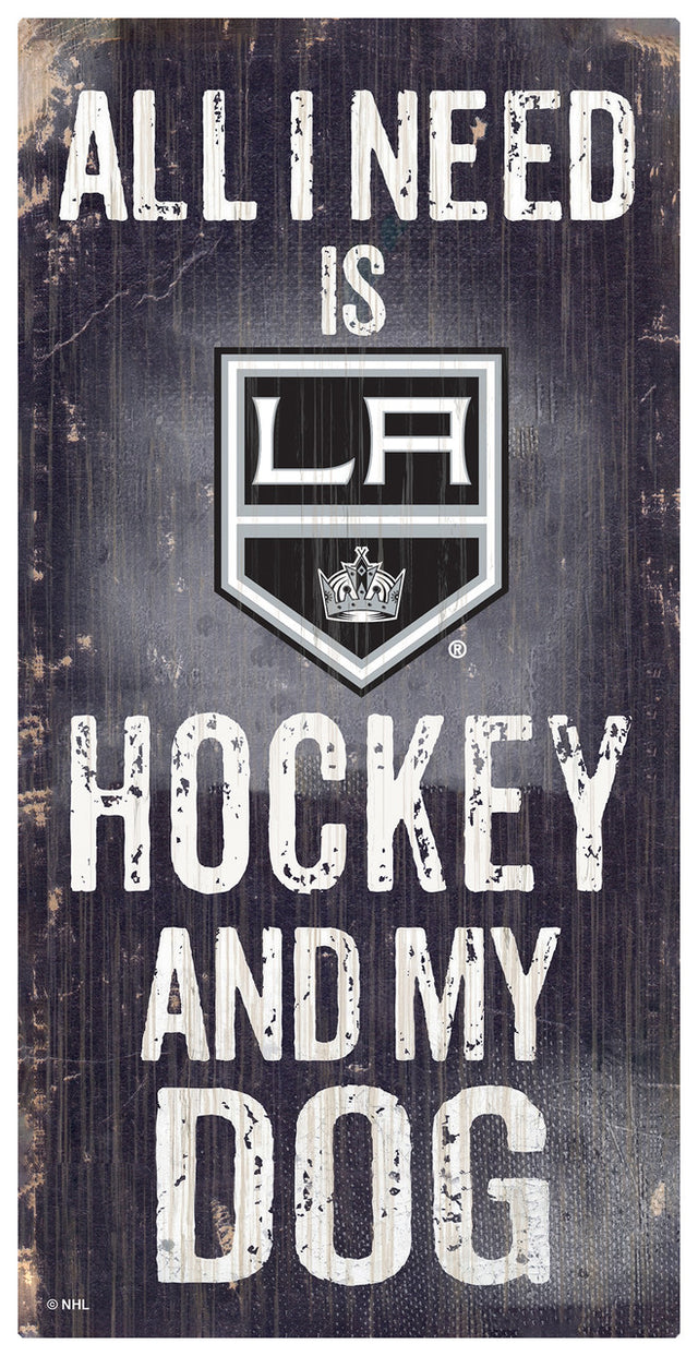 Los Angeles Kings Sign Wood 6x12 Hockey and Dog Design