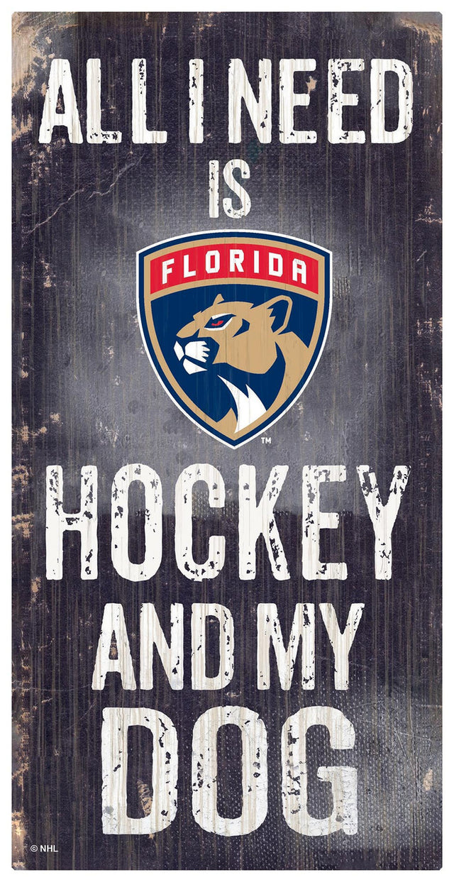 Letrero de madera de los Florida Panthers de 6 x 12 pulgadas con diseño de hockey y perro