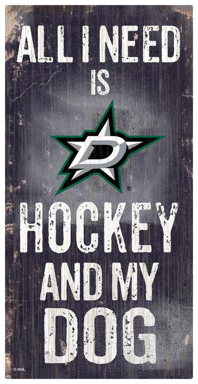 Dallas Stars Sign Wood 6x12 Hockey and Dog Design