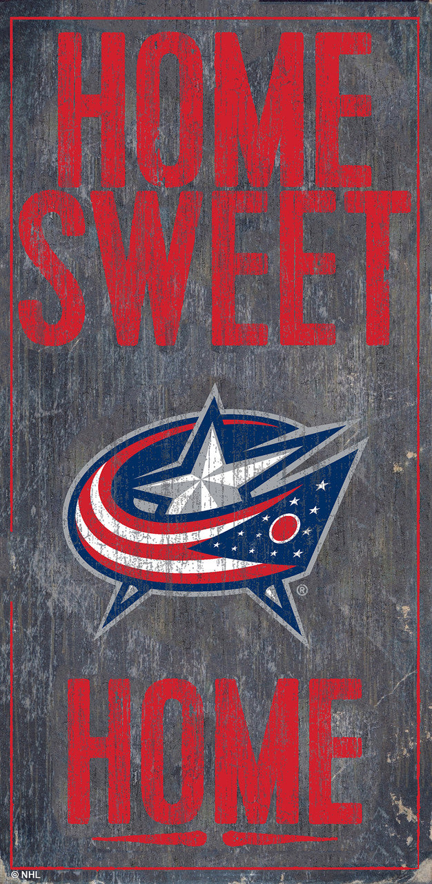 Letrero de madera de 6 x 12 de los Columbus Blue Jackets con el diseño Home Sweet Home