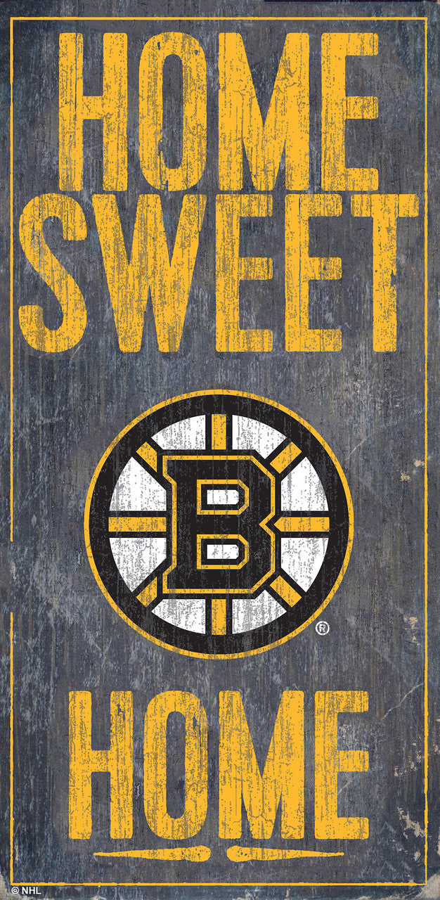 Letrero de madera de los Boston Bruins de 6 x 12 pulgadas con el diseño Home Sweet Home