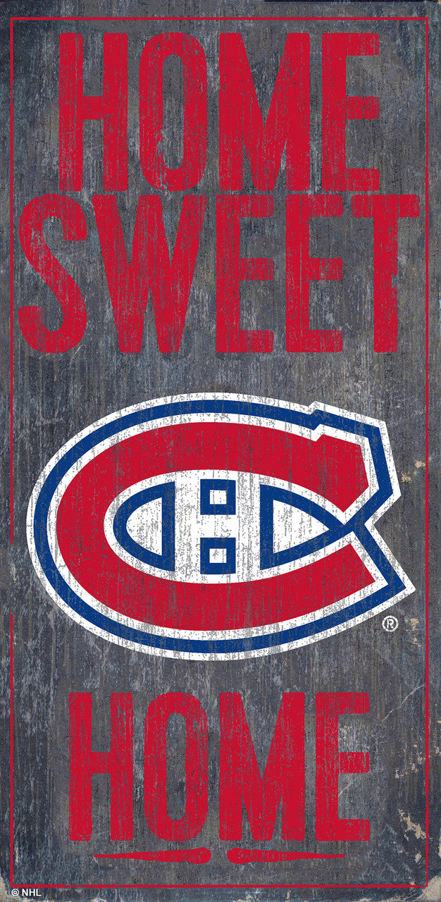 Letrero de madera de los Montreal Canadiens de 6 x 12 pulgadas con el diseño Home Sweet Home