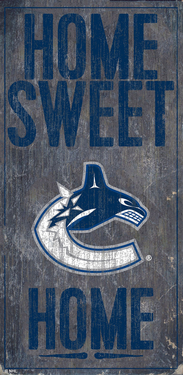 Letrero de madera de Vancouver Canucks de 6 x 12 pulgadas con diseño de Home Sweet Home