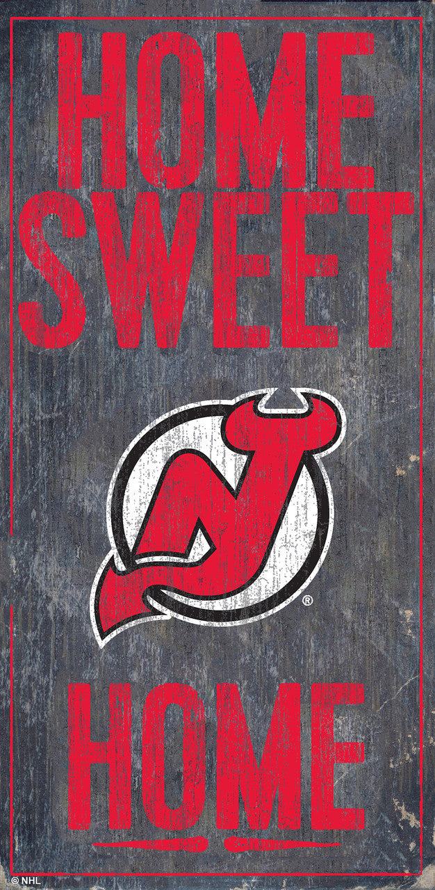 Letrero de madera de los New Jersey Devils de 6 x 12 pulgadas con diseño de Home Sweet Home