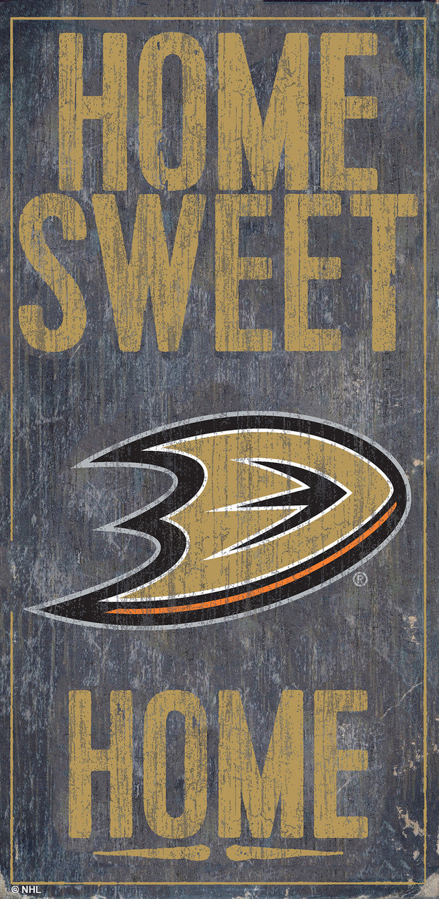 Letrero de madera de los Anaheim Ducks de 6 x 12 pulgadas con diseño de Home Sweet Home