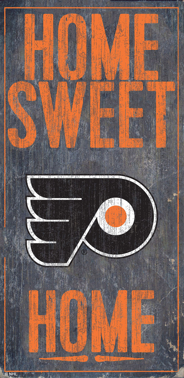 Letrero de madera de los Philadelphia Flyers de 6 x 12 pulgadas con el diseño Home Sweet Home