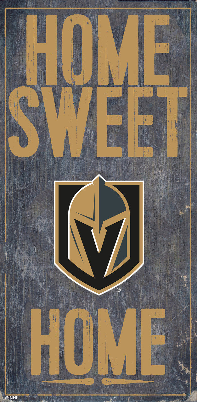 Letrero de madera de 6 x 12 de Vegas Golden Knights con diseño de Home Sweet Home