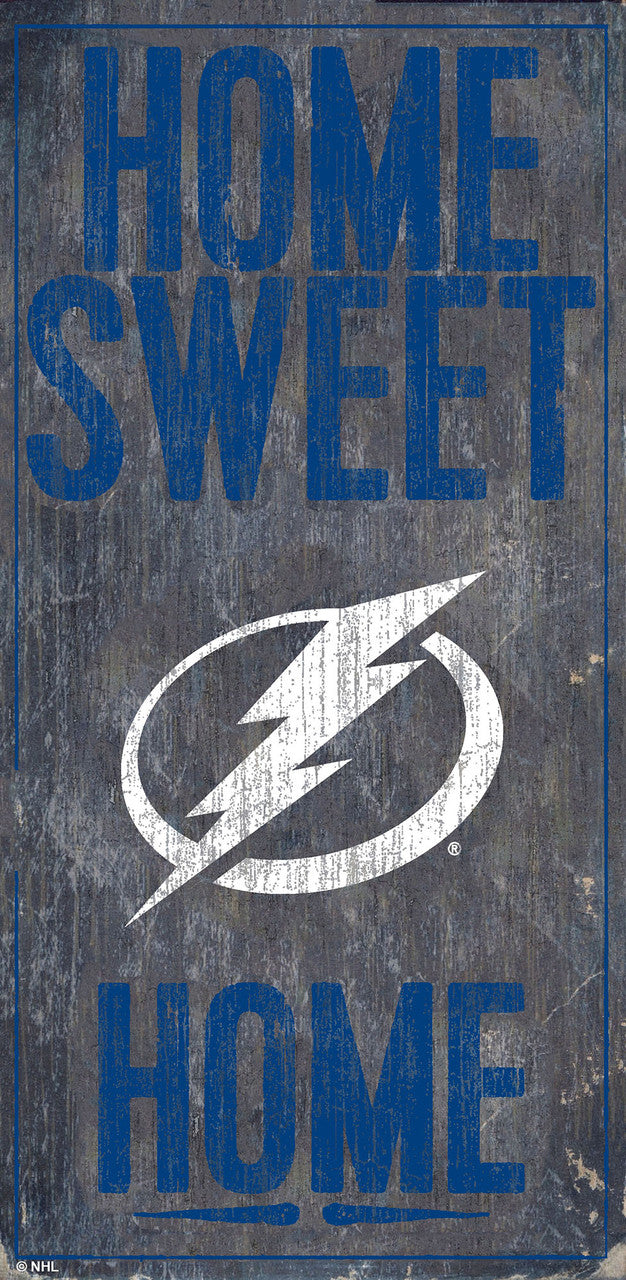 Letrero de madera de Tampa Bay Lightning de 6 x 12 pulgadas, diseño Home Sweet Home