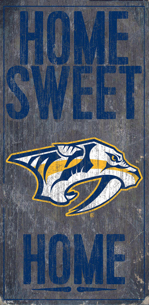 Letrero de madera de 6 x 12 de Nashville Predators con diseño de Home Sweet Home