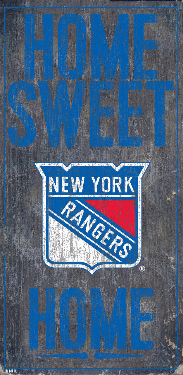 Letrero de madera de los New York Rangers de 6 x 12 pulgadas con diseño de Home Sweet Home