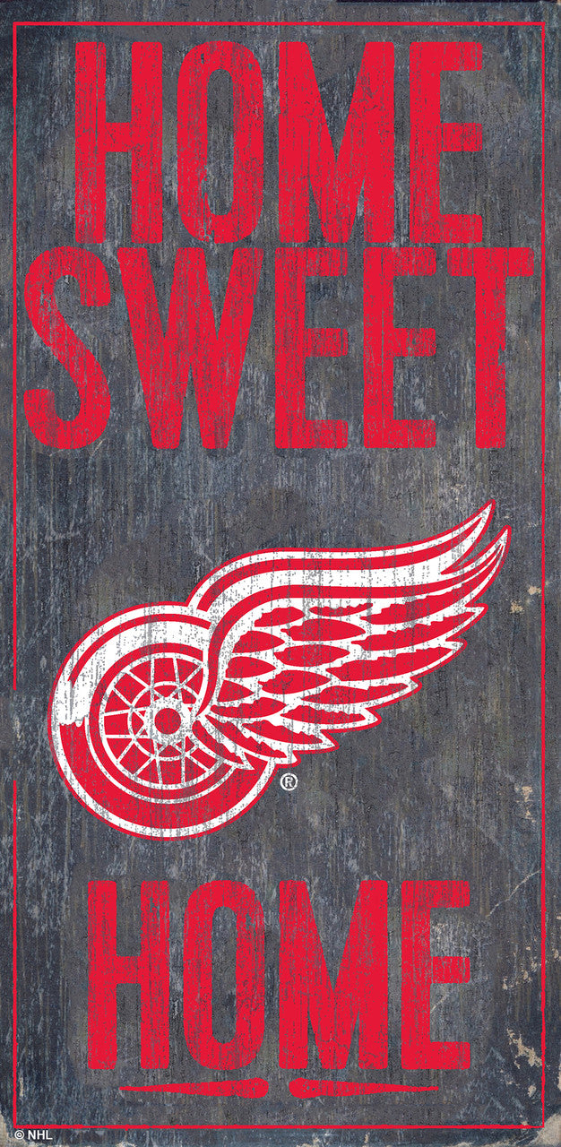 Letrero de madera de los Detroit Red Wings de 6 x 12 pulgadas con diseño de Home Sweet Home