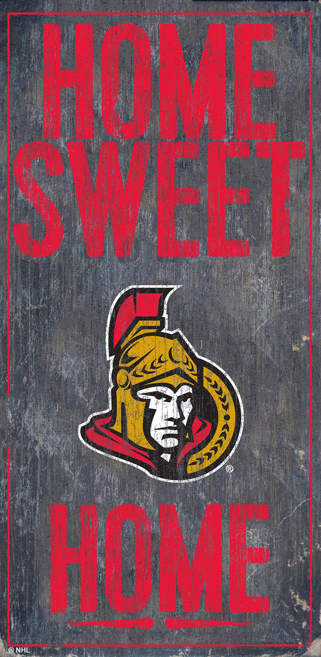 Cartel de madera de 6 x 12 de los Ottawa Senators con diseño de Home Sweet Home