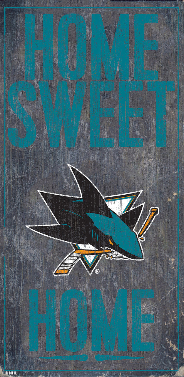 Letrero de madera de los San Jose Sharks de 6 x 12 pulgadas con diseño de Home Sweet Home