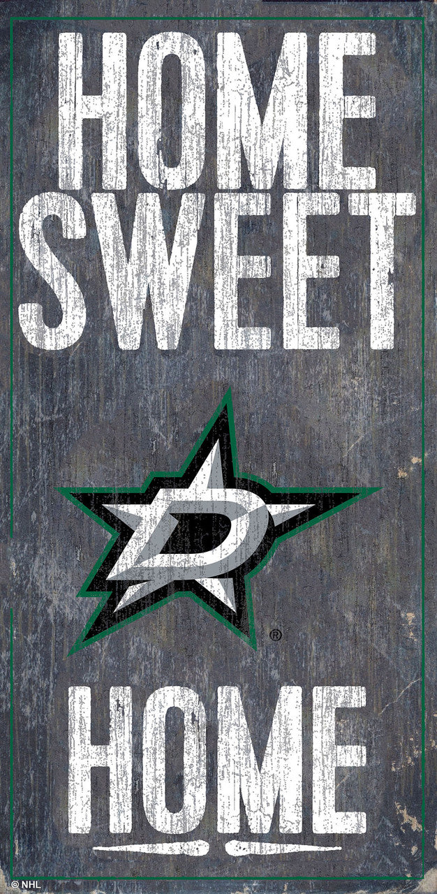 Letrero de madera de los Dallas Stars de 6 x 12 pulgadas con diseño de Home Sweet Home