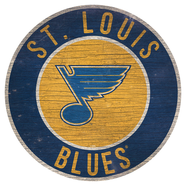 Letrero de madera de los St. Louis Blues de 12" redondo con diseño del estado