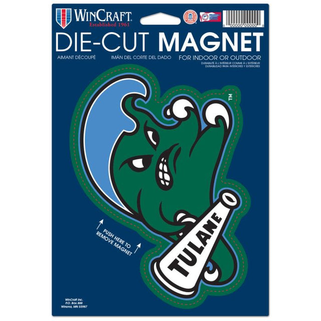 Tulane Green Wave Die Cut Logo Magnet 6.25" x 9"