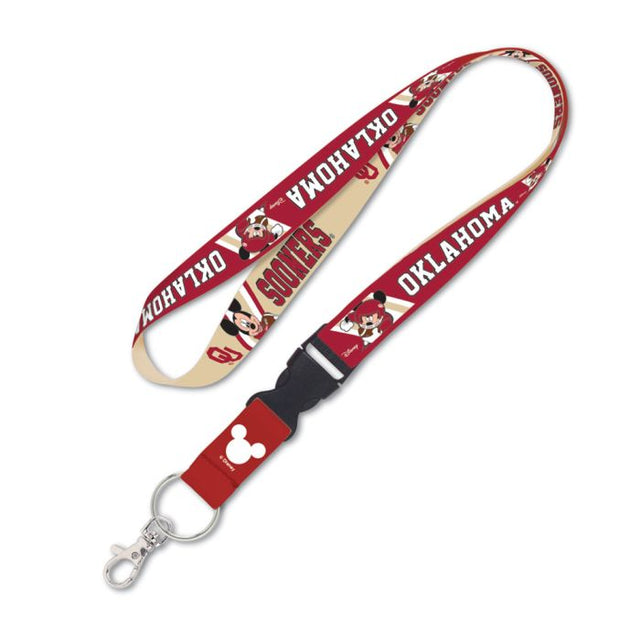 Cordón de Mickey Mouse de Oklahoma Sooners/Disney con hebilla desmontable de 1"